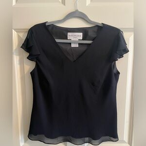 Evan Picone Women's Black Ruffle Sleeve Top (38)